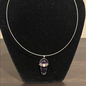 Elegant Silver Necklace with Purple Pendant